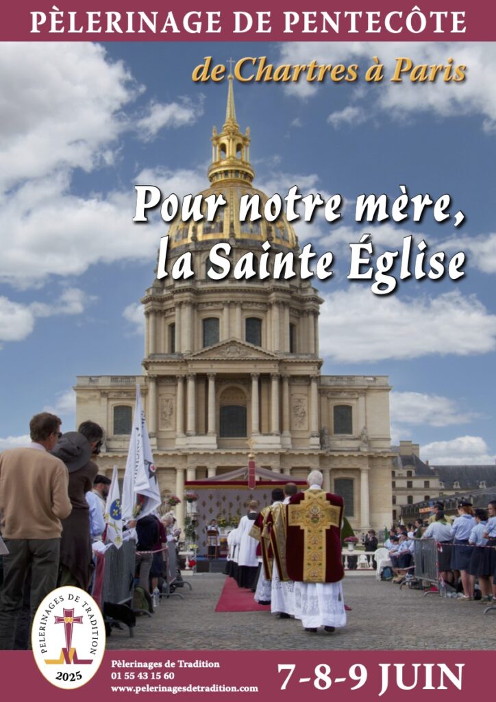 Affiche du pèlerinage de Pentecôte 2025 : Pour notre mère, la Sainte Église